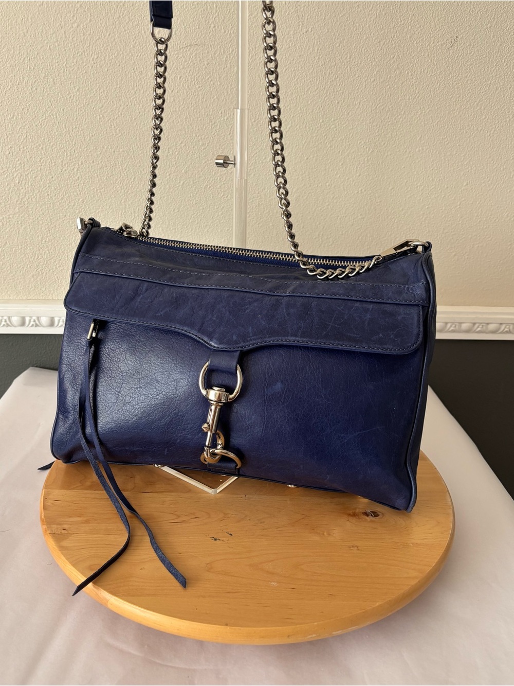 Rebecca Minkoff Deep Purple Leather Shoulder Bag with Silver Hardware